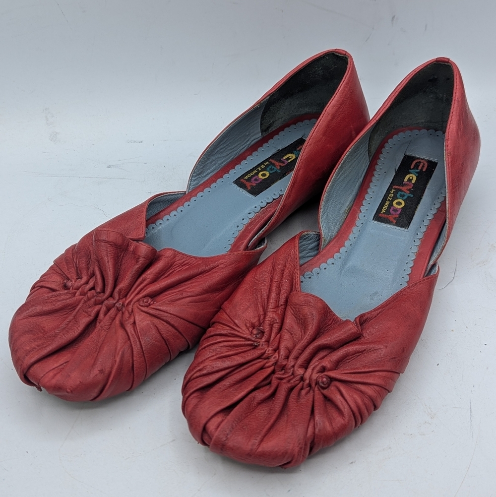 Vintage Everybody by B.Z. Moda Red Leather Ruched Ballet Flats – EU 39.5 US 9